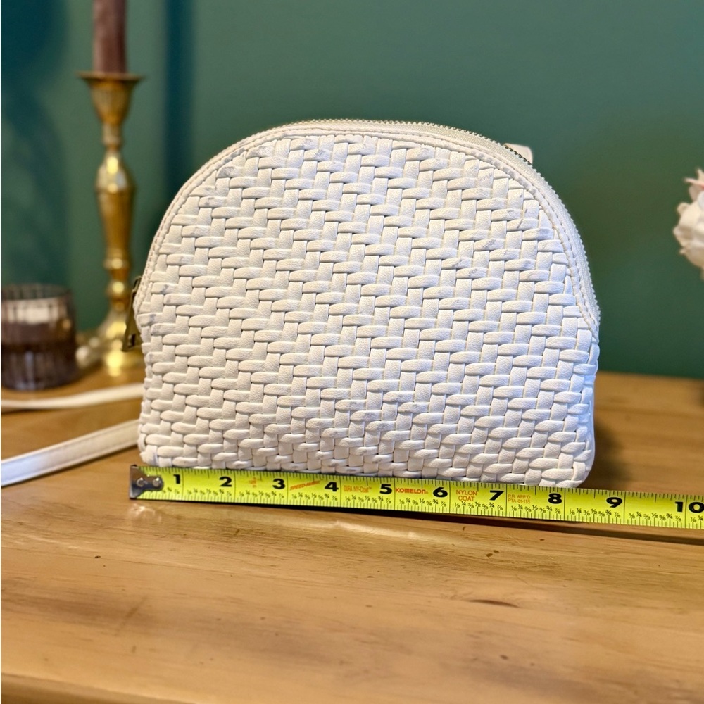 Anthropologie Crossbody White Woven Leather Purse with Adjustable Strap - Picture 12 of 14